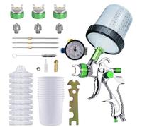 Jeffergarden Ensemble de Pistolet à Peinture Pneumatique, Pulvérisateur de Peinture Portatif en PVC en Alliage d'aluminium avec Tasse de 600 ML, 3 Buses, Valve Réglable pour Les Revêtements de Base