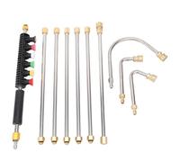 Jeffergarden Kit de Rallonge pour Nettoyeur Haute Pression, en Laiton et Acier Inoxydable, Rallonge pour Laveuse électrique avec 7 Baguettes Droites, 3 Tiges Incurvées, 6 Embouts de Buse, 4000 PSI