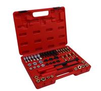Jeffergarden Kit d'outils de Refiletage en Acier 48 Pièces Métrique SAE UNC UNF avec 22 Tarauds 24 Matrices 2 Limes à Filetage pour Amateurs Professionnels Réparation d'atelier de Mécanique