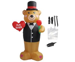 Jeffergarden Ours Gonflable 185cm avec LED, Puissant Souffleur pour Décoration Extérieure Saint-Valentin 220-240V UE