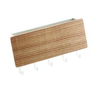 Jeffergarden Porte-Clés Mural, Support Mural de Couloir en Bois Massif avec Crochets et étagère, 10 X 18,3 X 3,4 Cm, Organisateur de Clés d'Entrée pour Couloir, Entrée, Rangement de la Maison (Bois