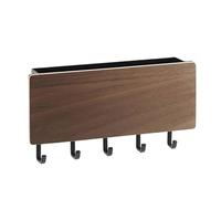 Jeffergarden Porte-Clés Mural, Support Mural de Couloir en Bois Massif avec Crochets et étagère, 10 X 18,3 X 3,4 Cm, Organisateur de Clés d'Entrée pour Couloir, Entrée, Rangement de la Maison (Noyer)