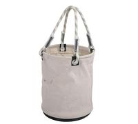 Jeffergarden Seau à Outils en Toile Seau de Rangement en Toile de Cire Sèche 40 X 30 Cm Fond en Plastique Charge de 30 Kg Poignée en Corde Pliable pour les Travailleurs de l'entretien de la (WHITE)