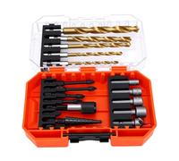 Jeffergarden Set de Forets 18 Pièces HSS Nitrure de Titane 1/4 Pouce Hex | Forets Hss, Revêtement Nitrure de Titane, Métal Bois Plastique, Queue Hexagonale 1/4 Pouce, Outils à Main pour Visseuses à