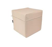 Jeflex Pouf cube beige 40 x 40 x 40 cm en cuir synthétique de qualité supérieure - Fabriqué en Allemagne - Cube de fitness avec cube en mousse à l'intérieur pour un confort d'assise et une stabilité
