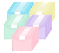JEFURE Lot de 50 Pochettes Plastiques Perforées A4, 5 Couleurs Pastel Pochette Porte Document avec 11 Trous, Pochette Transparente A4 avec Poches pour Organiser des Documents