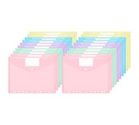 JEFURE Pochettes Porte-Documents A4, 20 Pièces, 11 Trous, 5 Couleurs | Pochettes Plastiques Perforées, Transparentes et Déperlantes, Étiquettes et Attache Agrippante, pour École, Bureau, Maison