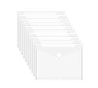 JEFURE Pochettes Porte-Documents A5, 10 Pièces, 11 Trous, Transparente | Pochettes Plastiques Perforées, Déperlantes, avec Attache Agrippante, pour Documents, École, Bureau et Maison