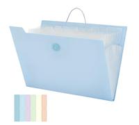 JEFURE Trieur Extensible A4, 12 Compartiments, Bleu | Accordéon Rangement Papier Administratif, Classeur Documents avec Étiquettes et Élastique, pour École, Maison et Bureau