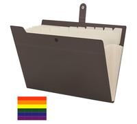 JEFURE Trieur Extensible A4, 12 Compartiments, Marron Foncé | Accordéon Rangement Papier Administratif, Classeur Documents avec Étiquettes et Bouton-Pression, pour École, Maison, Bureau