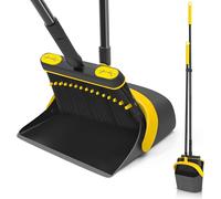 JEHONN Balai Pelle Set Manche long 138 cm Rotation 180 degrés Camping Balayette Intérieur Pelle Auvent Maison Bureau Terrasse Noir Jaune