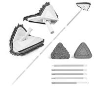 JEHONN Vadrouille de Nettoyage Rotative à 360°, Balai Plafond Triangulaire avec 202 cm Longue Poignée, Dernier cri 180°Serpillère Pliable avec 2 Microfibre Chenille Pads pour Mur, Plafond (Jaune)