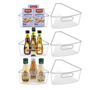 JEISSLIA Lazy Susan Lot de 6 bacs de rangement d'angle en plastique pour armoire d'angle de 66 cm/71,1 cm/81,3 cm de diamètre - Convient aux aliments - Sans BPA - Avec patins antidérapants (pour 66 cm