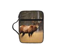 JEJEA Grand étui de rangement pour la Bible avec poche zippée et poignée - Imprimé cerf, ours, élan, pour femme