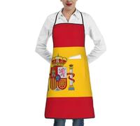 JEJEA Tablier de cuisine imprimé drapeau espagnol résistant à l'eau et à l'huile, tablier de cuisine de chef pour homme et femme