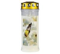 JEKA Bougie funéraire - Motif papillon - 21,5 cm, 7,5 cm - 100 % huile végétale - Durée de combustion : 150 à 160 heures - Non parfumée - Pour l'extérieur