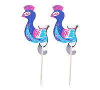 Jelquix Bâtons de Parapluie Paon Colorés, pour Boissons Cocktails et Gâteaux aux Fruits, en Papier et Bois écologiques, 50 Pièces (Cocktail)