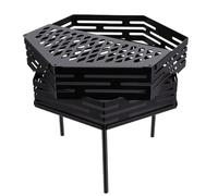Jelquix Bol à Feu Hexagonal à Bois, en Acier au Carbone, Puissance de Chaleur Uniforme avec Grille de Cuisson et Pare-Vent, Assemblage Rapide, Démontage, Magasin de Lumière