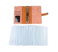 Jelquix Classeur de Portefeuille Durable Format A6 avec Anneaux en Acier Inoxydable, Classeur D'argent pour le Bureau et les Projets Scolaires, Comprend 12 Sacs Transparents à Fermeture éclair (PINK)