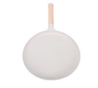 Jelquix Tawa Poêle Plate Antiadhésive de 30,5 Cm pour Crêpes Roti, Crêpes, Quesadillas, Compatible Induction, Manche en Bois PFOA (Beige)