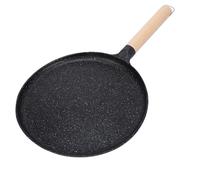Jelquix Tawa Poêle Plate Antiadhésive de 30,5 Cm pour Crêpes Roti, Crêpes, Quesadillas, Compatible Induction, Manche en Bois PFOA (BLACK)