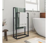 JELUTE Porte-serviettes autoportant, support et porte-serviettes avec support à serviettes à 2 couches pour salle de bain et serviette, noir