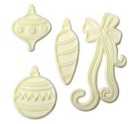 JEM 102CI010 Lot de 4 Emporte Pièces Boules et Ruban de Noël, Plastique, Blanc, 17 x 2 x 22 cm 102CI010