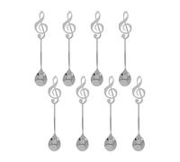 Jemcgrl 8 PièCes ThèMe de la Musique Mignonne Thé en Remuant CuillèRe CuillèRe à Café en Acier Inoxydable Note Forme Petite CrèMe GlacéE Dessert Scoop Flatware