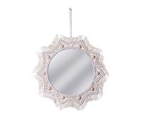 Jemcgrl Miroir en Macramé Tapisserie à la Main Miroir de Maquillage Compact BohêMe DéCoration Maison Chambre Miroir Mural DéCoratif