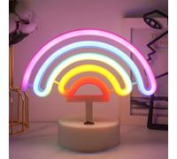 JEMESI Lampe néon arc-en-ciel, veilleuse LED rechargeable, lampe décorative pour chambre à coucher, anniversaire, bar, fête, cadeau pour enfants