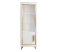 Vitrine 1 Porte Gauche Laquée Blanc et Décor Doré avec Leds - JEMMA - ALTOBUY Blanc G