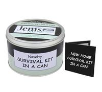 Jemsideas Kit de survie Survival Kit In A Can et carte de souhait pour nouvel appartement/maison Couleur du contenant personnalisable Noir/vert menthe