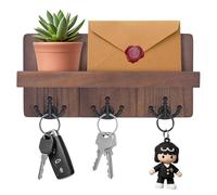 Jemyxhw Porte Clef Mural Porte Clés Mural en Bois, Avec 3 Crochets oubles, Boite a Clef Decorative, pour Salon, Salle de Bain, Cuisine, Les Entrées, Couloirs (Brun)