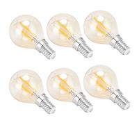 Jenivaint Ampoule à Filament LED G45 en Verre Transparent, Lot de 6 Ampoules à Culot E14 4 W 360 Lm 2700 K 80,6 F Blanc Chaud, éclairage Intérieur à 360 Degrés pour Lustres, Bougeoirs Muraux, Lampes
