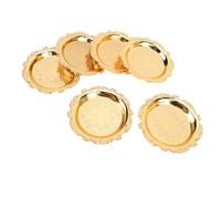 Jenivaint Assiettes Apéritif Set 6 Alliage de Zinc Sculpté Main 9cm Or | Plateau Décoratif en Métal pour Bonbons aux Fruits et Noix, Vaisselle Résistante à la Corrosion, Décoration de Table