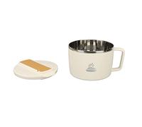 Jenivaint Bol de Cuisson Ramen avec Couvercle Bol à Nouilles pour -ondes 1200 Ml en Acier Inoxydable 304 avec Baguettes et Fourchette à Pâtes à Soupe Portable pour étudiants de Bureau (Beige)