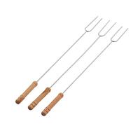 Jenivaint Ensemble de Fourchettes pour Barbecue, Paquet de 3 Bâtonnets à | Acier Inoxydable de qualité Alimentaire, Manche en Bois de Hêtre Résistant à la Chaleur, pour le Camping en Plein Air, la