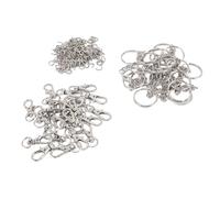 Jenivaint Ensemble de Porte-clés en Alliage de Zinc, 25 Breloques Porte-clés avec Fermoir Mousqueton à 360 Degrés, Longue Chaîne à Boucle et 150 Anneaux Ouverts, plaqué pour Travaux Manuels, Photos,