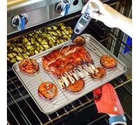 Jenivaint Grille de Refroidissement pour Barbecue, Grille de Cuisson en Acier Inoxydable 304 1 6, Métallique Résistante aux Hautes Températures avec Structure Robuste pour Four, Gril, Rôtissage, (1 2)