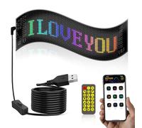 Jenivaint Panneau LED Programmable, Panneau d'affichage LED RVB Flexible 16 X 64 PU FPCB alimenté par USB APP à Distance IP65 pour Fenêtre Arrière de Voiture, Magasin, Bar, publicité de Fête (20 * 64