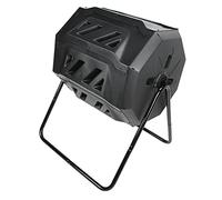 Jenivaint Poubelle à Compost 160 L Composteur Extérieur Tumbling Double Chambre en Plastique Fer à Compost avec 2 Portes Coulissantes Cadre en Acier pour la Maison, la Terrasse, Le Jardin, la