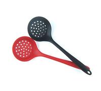 Jenivaint Spatule D'écumoire à Fente en Silicone, Louche de Passoire à Cuillère à Fente Légère avec Long Manche et Trou de Suspension, pour égoutter les Gouttes D'huile de Légumes (rouge)