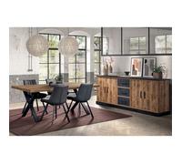 Ensemble Table 170cm + Buffet 4 Portes Aspect Bois et Métal - JENNA - ALTOBUY Marron G