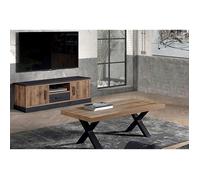 JENNA - Ensemble Table Basse + Meuble TV Aspect Bois et Métal