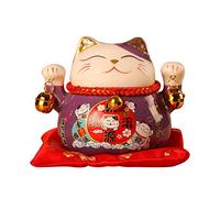 Jenngaoo Chat Porte Bonheur Japonais Violet, Lucky Japanese Cat 11.4cm, Maneki Neko Japonais en Céramique, Cadeau Chat Porte Bonheur pour Fortune, Voiture, Décoration pour Maison, Bureau