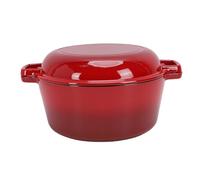 Jenngaoo Cocotte en fonte ronde 5QT avec couvercle poêle 2QT 2 en 1, poignées doubles pour braiser, mijoter, frire, cuire à feu doux, pour four et cuisinière