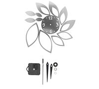 Jenngaoo Horloge Murale 3D Autocollante Miroir Lotus Argenté, Décoration Moderne d’Art Mural, pour Salon, Cuisine, Maison, DIY (Piles Non Incluses)