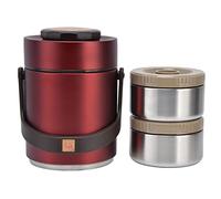 Jenngaoo Lunch Box Isotherme 1500ml Acier 304, Boîte Repas Sous Vide 2 Étages, Boîte à Lunch Sous Vide, Garde Froid/Chaud 12h, Adulte Bureau et École (Rouge)