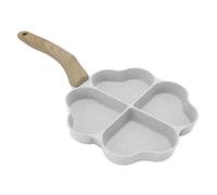 Jenngaoo Poêle à Omelette Cœur 4 Compartiments Antiadhésive, Poêle à Frire Antiadhésive en Forme de Coeur, Poêle à œufs pour Œufs, Pancakes et Crêpes (Blanc)