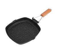 Jenngaoo Poêle Grill Anti-adhésive 24x24cm, Surface Carrée pour Cuisson Induction, Poêle à Frire avec Poignée Pliante, et Lavable Lave-vaisselle pour Poêle à Frire, Bacon